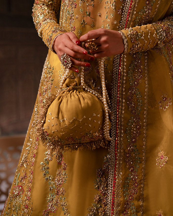 Zevk | Mughal Raniya | Bano Rani M Mustard Yellow Organza