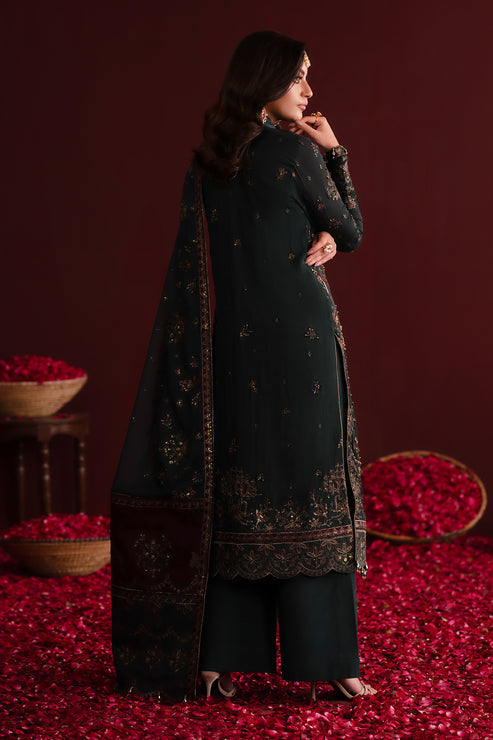 Emaan Adeel | Nooresha Formals 25 | Kavya XS Deep Green Chiffon