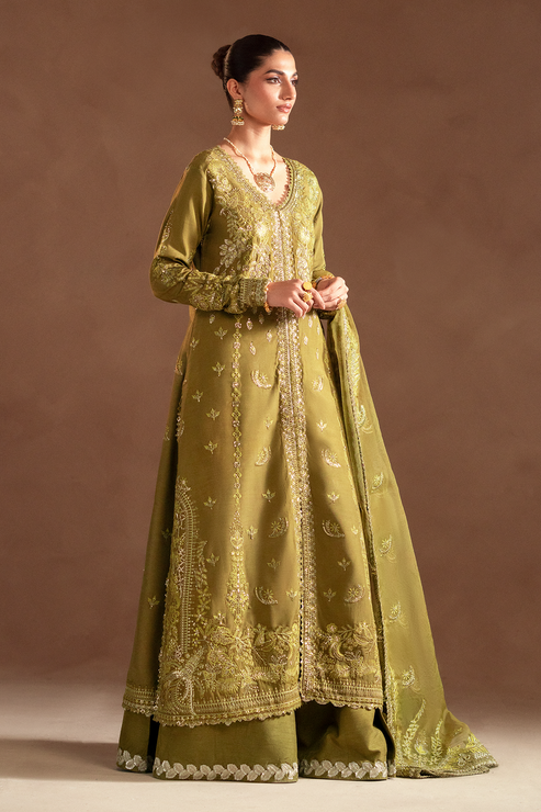 Emaan Adeel | Selene Formals | AURELIA L Mustard Korean Raw Silk