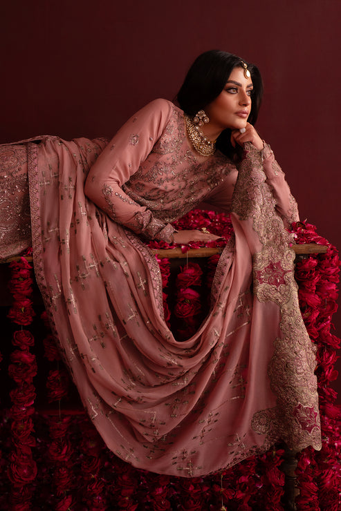 Emaan Adeel | Nooresha Formals 25 | Shaheena Custom Size Tea Pink Chiffon