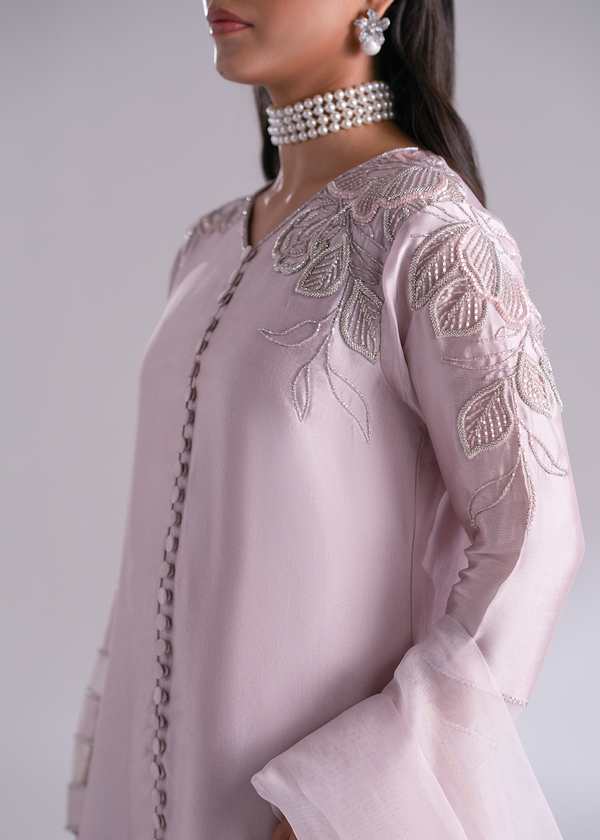 Mehak Yaqoob | Enchante The Luxe Edit | Fluorite L Light Pink Pure Sheesha Silk