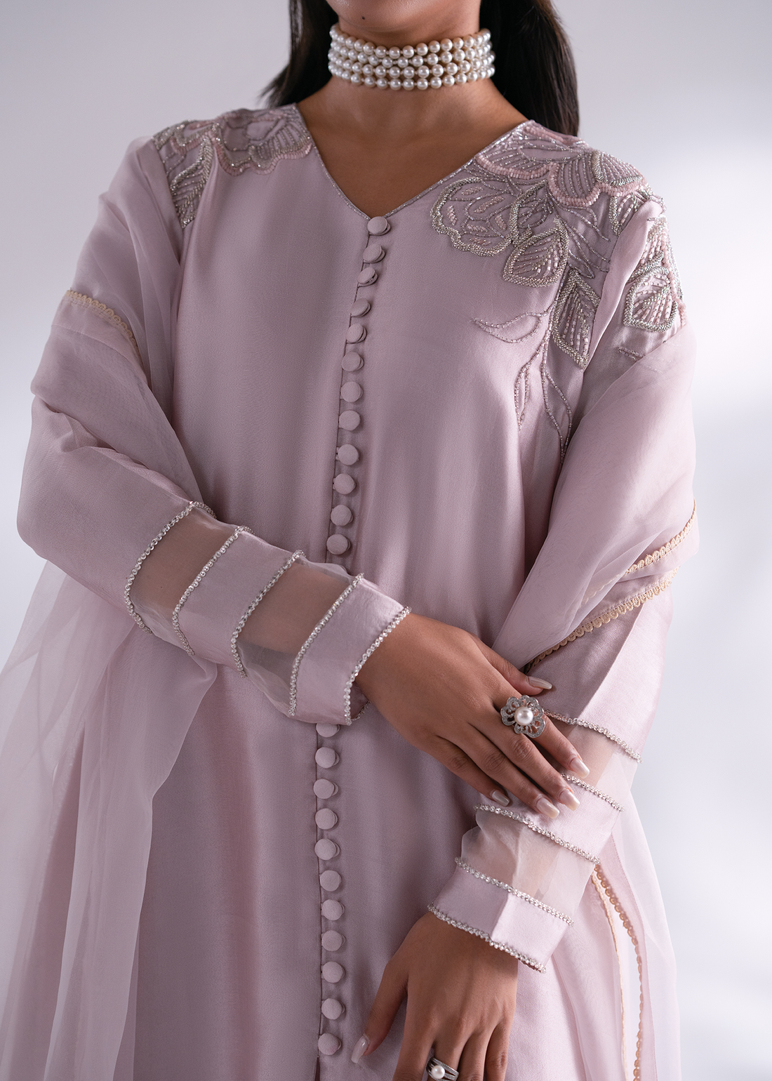 Mehak Yaqoob | Enchante The Luxe Edit | Fluorite M Light Pink Pure Sheesha Silk