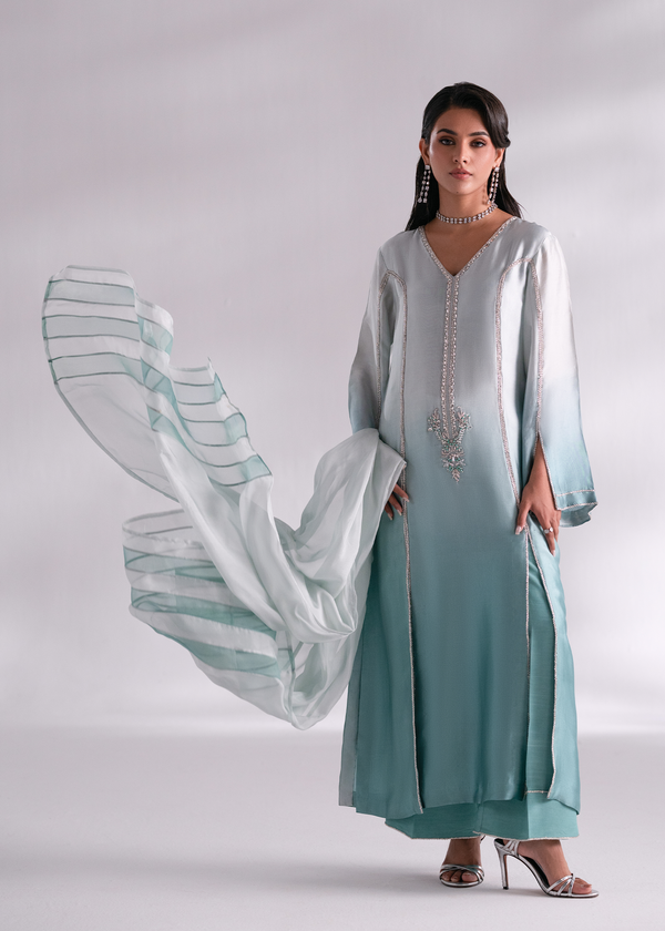 Mehak Yaqoob | Enchante The Luxe Edit | Crystal S Sea Green Pure Sheesha Silk