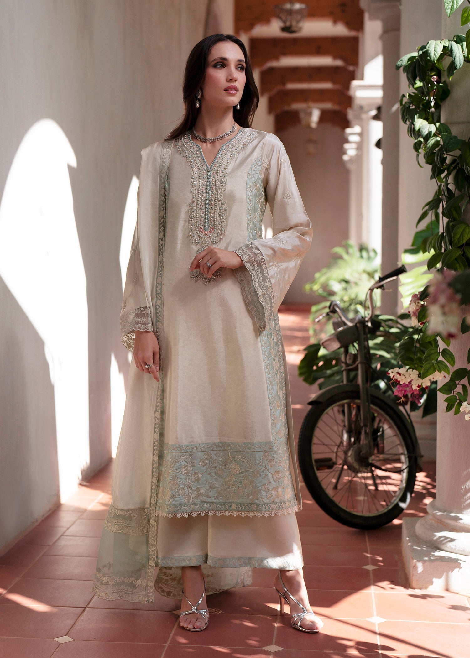 Mehak Yaqoob | Marvi Festives | Luna XL Beige Tussar Silk