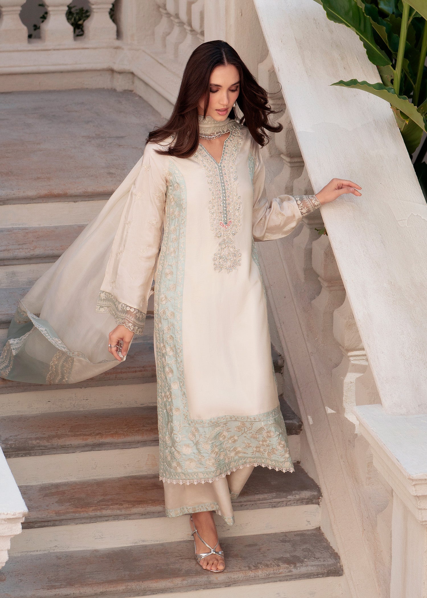 Mehak Yaqoob | Marvi Festives | Luna M Beige Tussar Silk