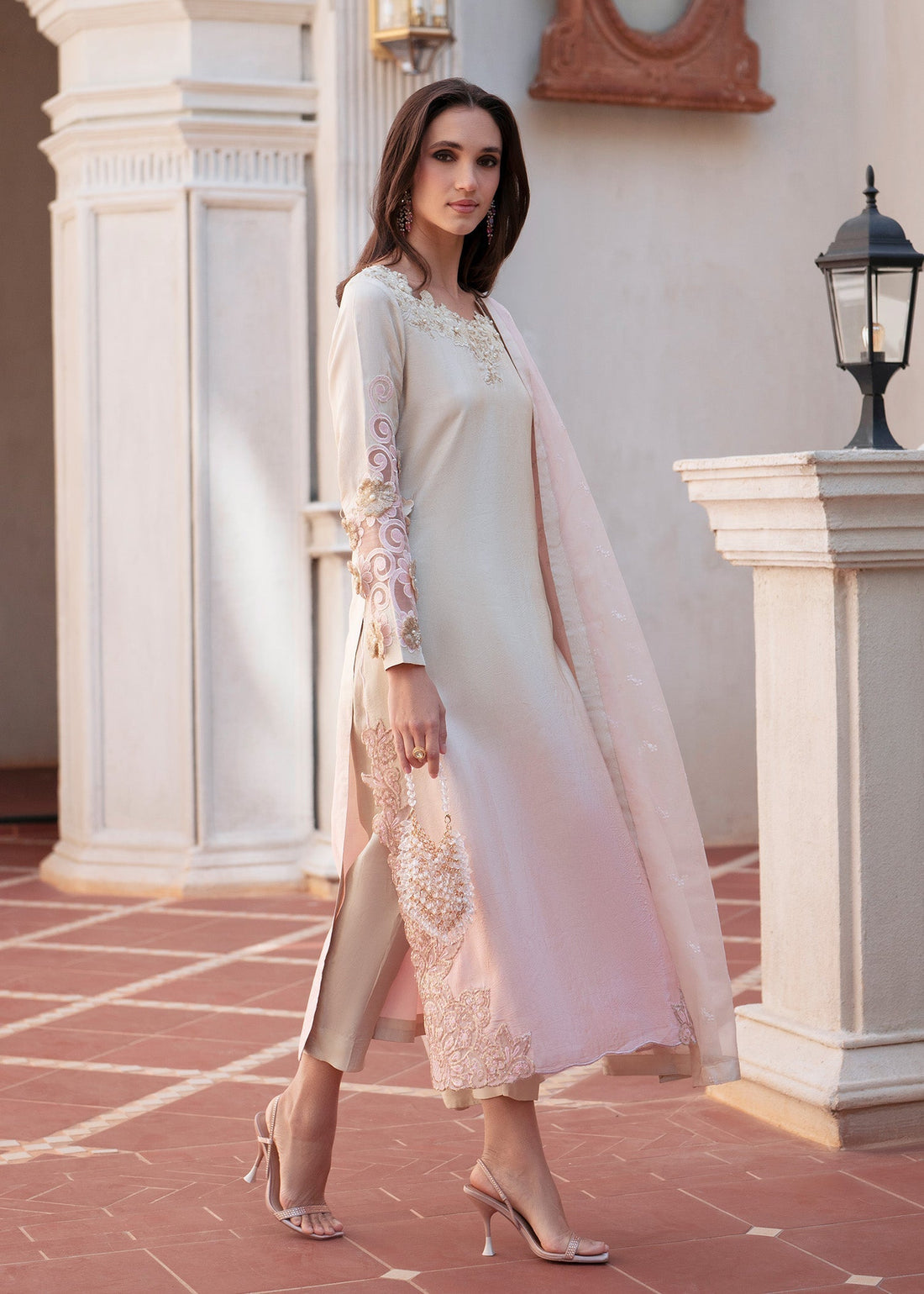 Mehak Yaqoob | Marvi Festives | Mila XS Light Pink Tussar Silk