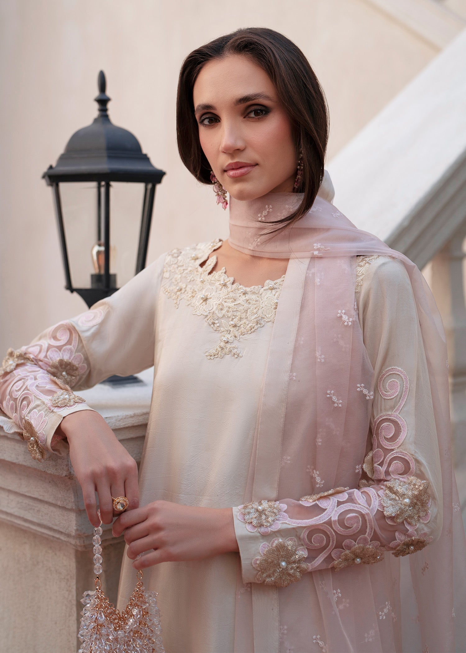 Mehak Yaqoob | Marvi Festives | Mila L Light Pink Tussar Silk