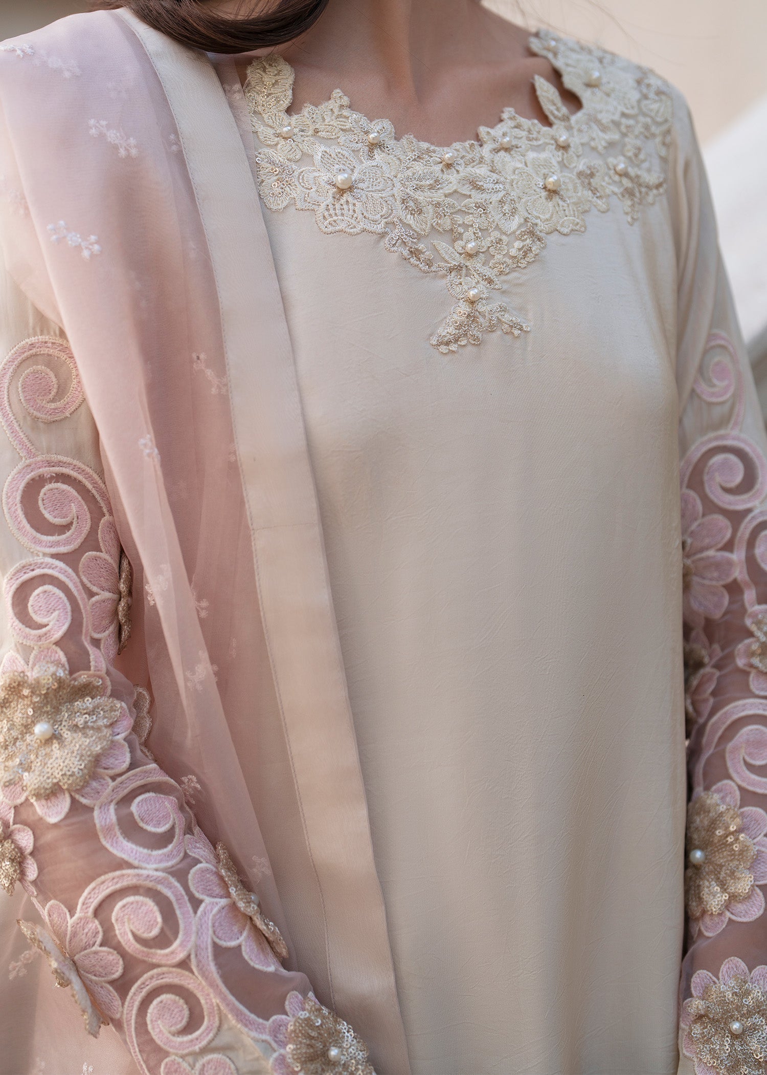 Mehak Yaqoob | Marvi Festives | Mila M Light Pink Tussar Silk