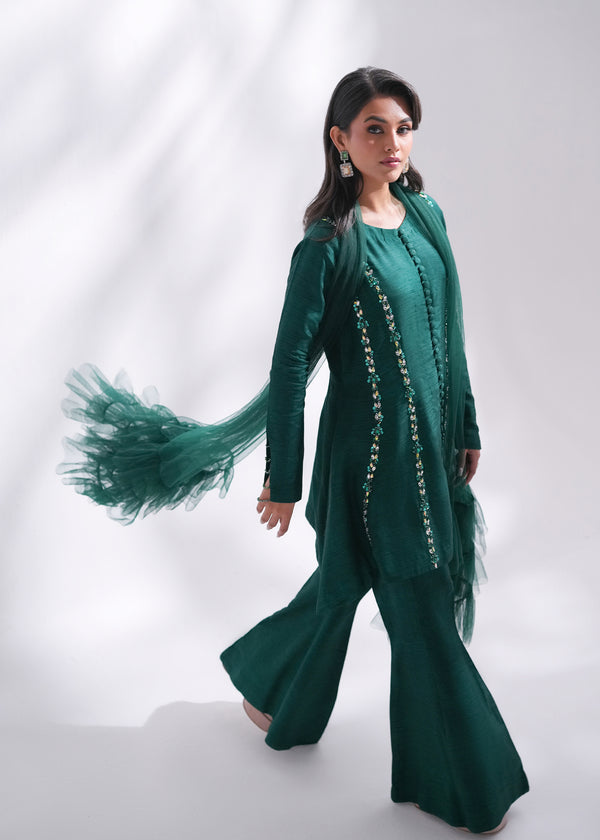 Mehak Yaqoob | Enchante The Luxe Edit | Jade Custom Size Emerald Green Korean Silk