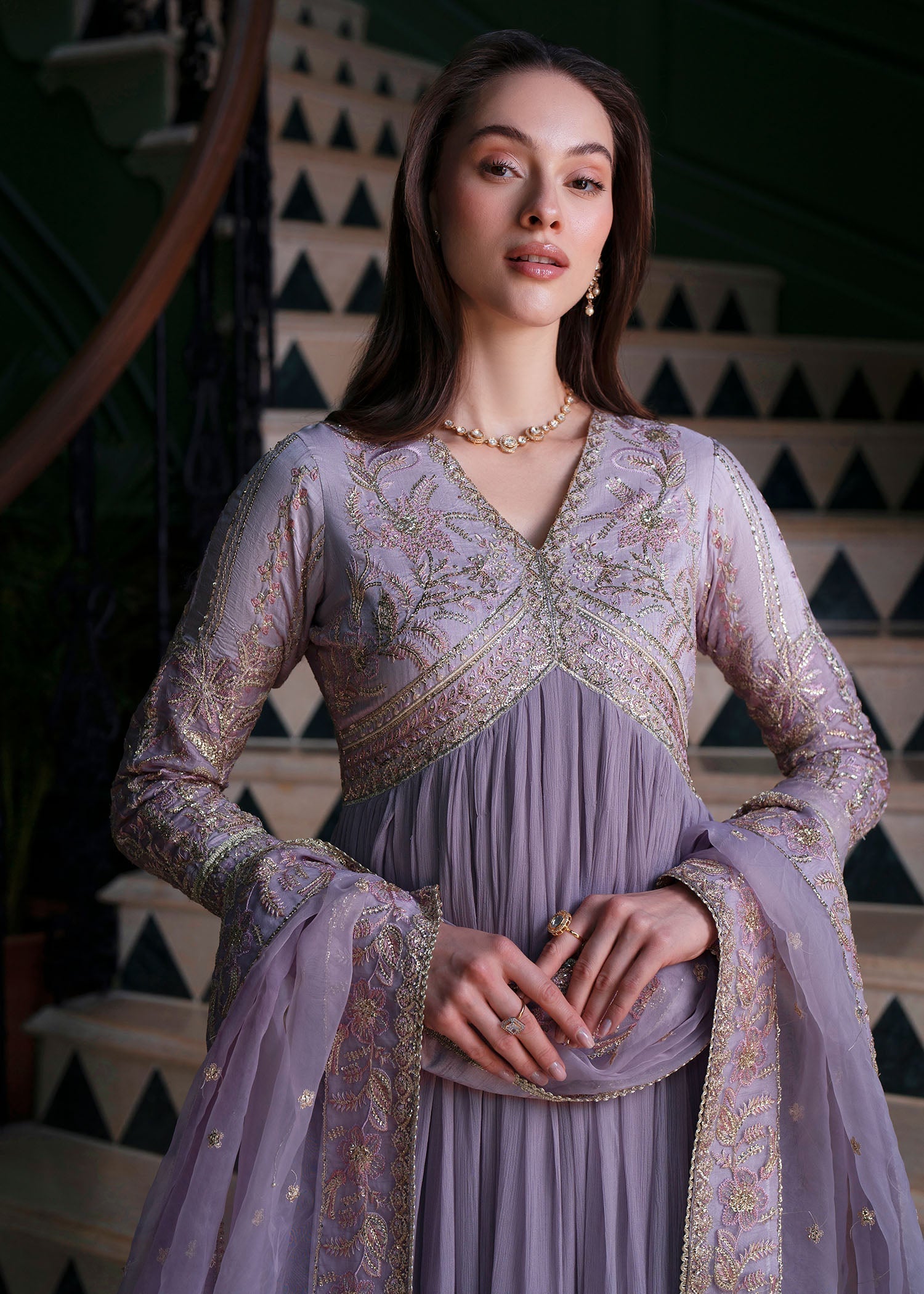 Mehak Yaqoob | Marvi Festives | Stella M Light Lavender Chiffon