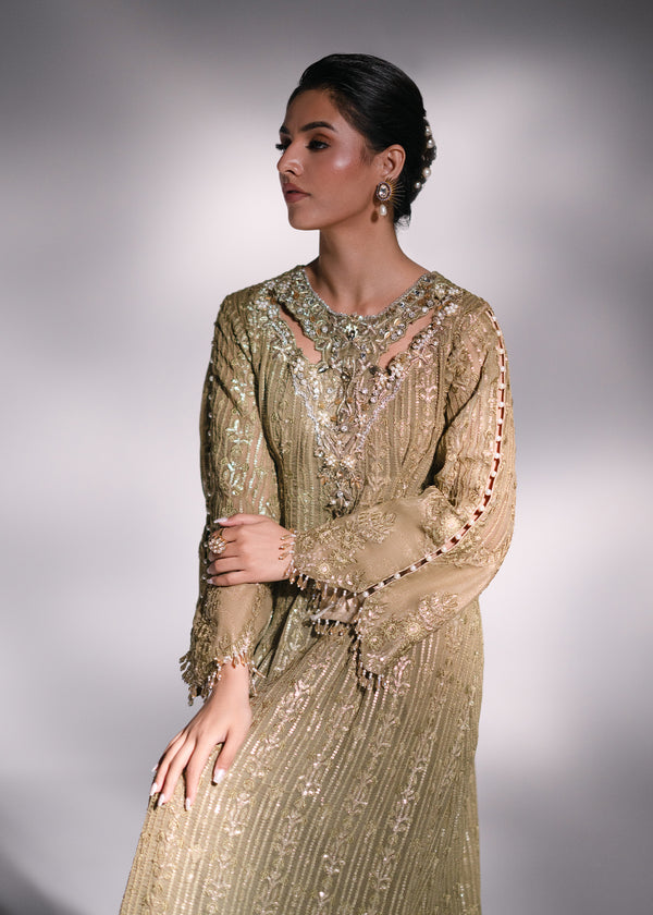 Mehak Yaqoob | Enchante The Luxe Edit | Peridot L Olive Chiffon