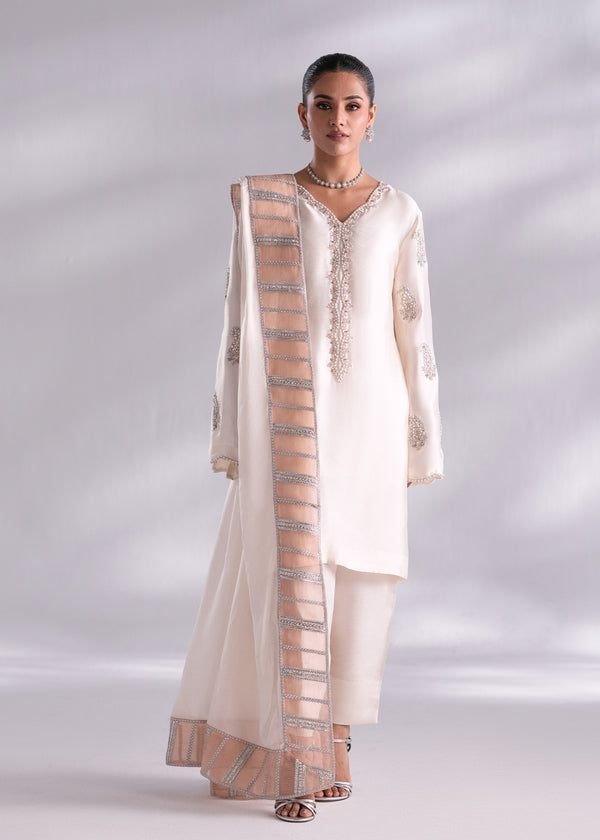 Mehak Yaqoob | Enchante The Luxe Edit | Opal XS Off White Pure Sheesha Silk