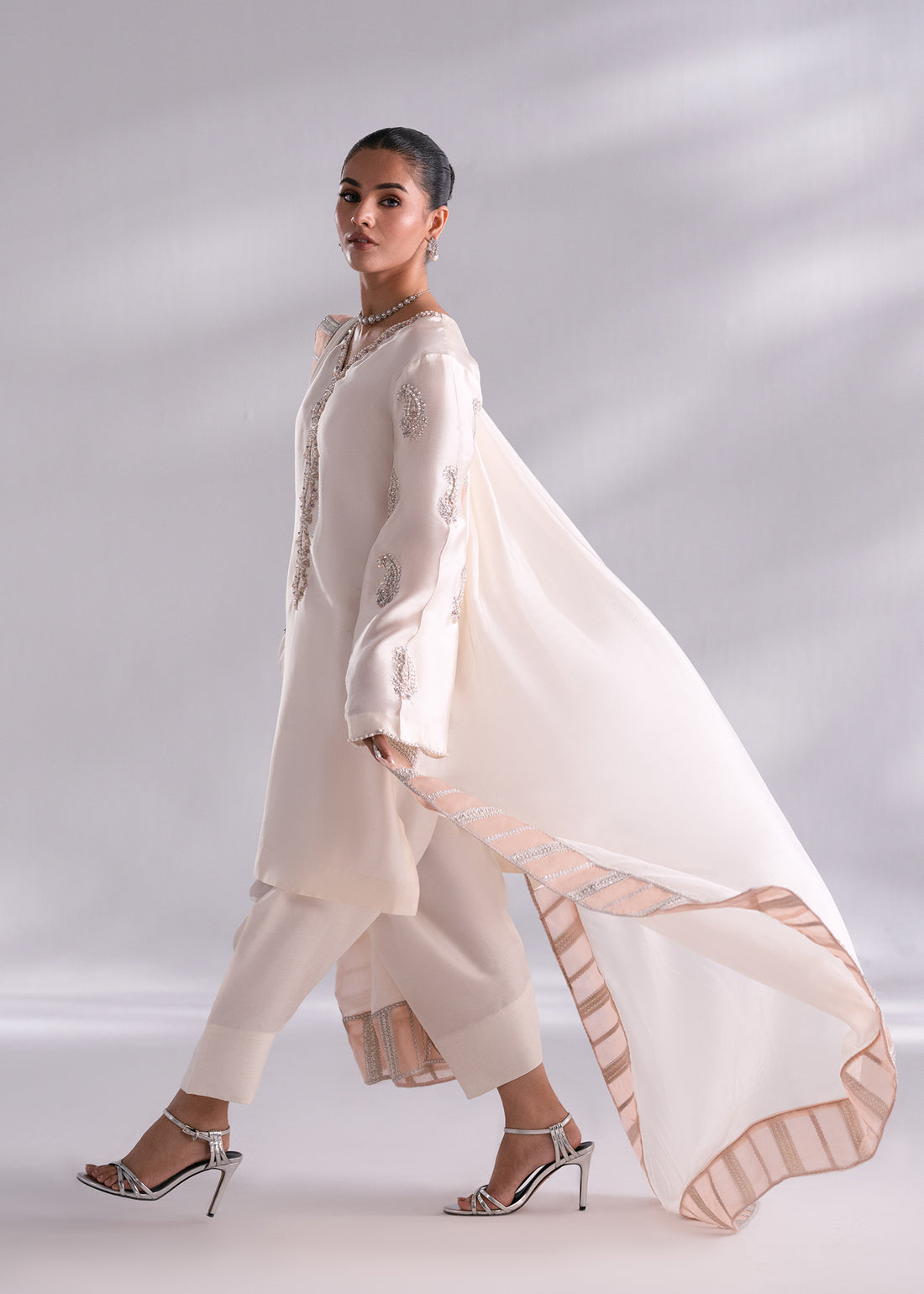 Mehak Yaqoob | Enchante The Luxe Edit | Opal XL Off White Pure Sheesha Silk