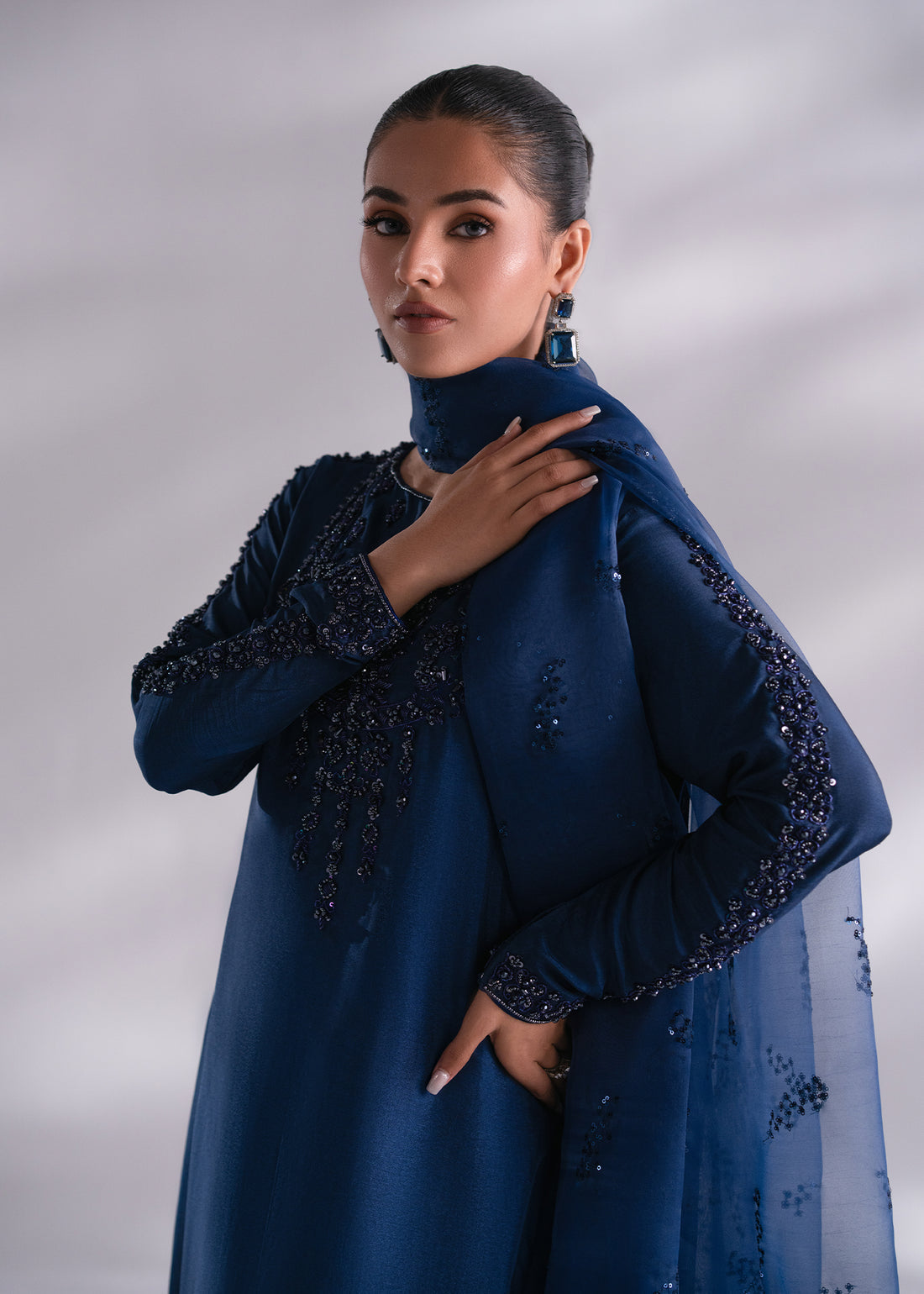 Mehak Yaqoob | Enchante The Luxe Edit | Sapphire M Royal Blue Silk