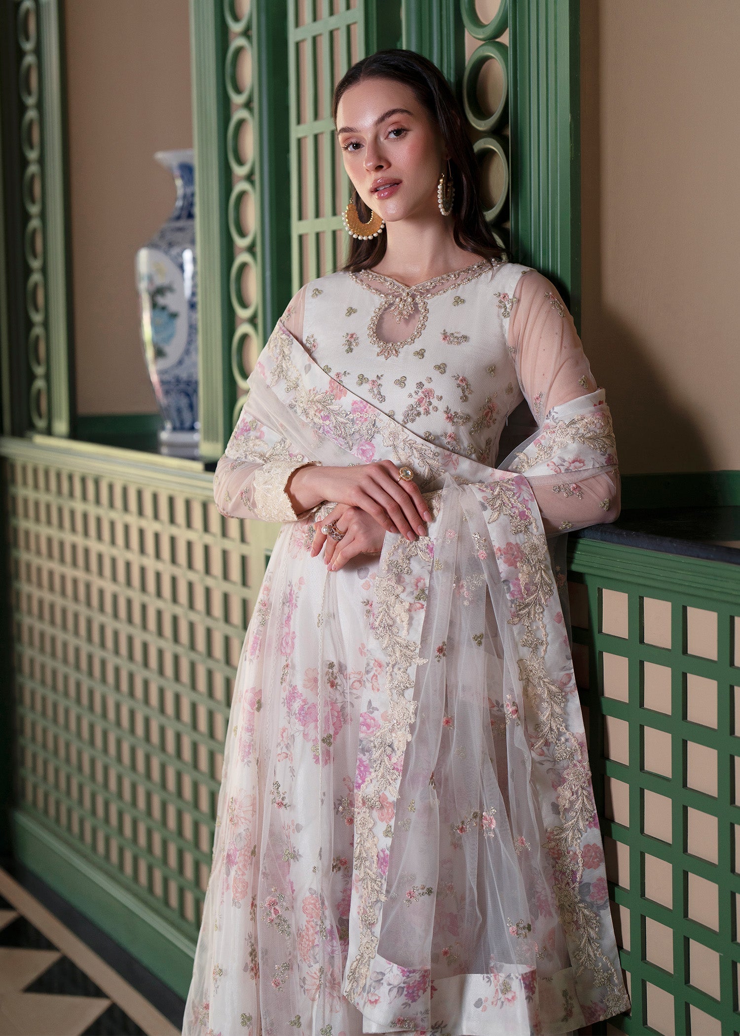 Mehak Yaqoob | Marvi Festives | Kiara XL Off White Net