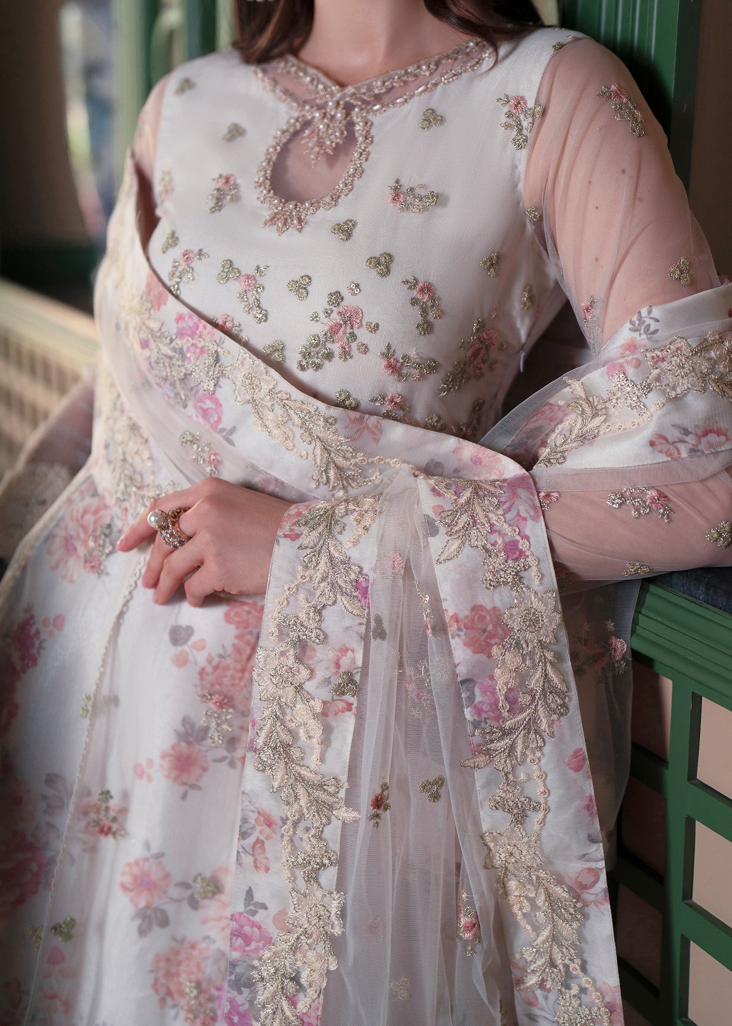 Mehak Yaqoob | Marvi Festives | Kiara M Off White Net