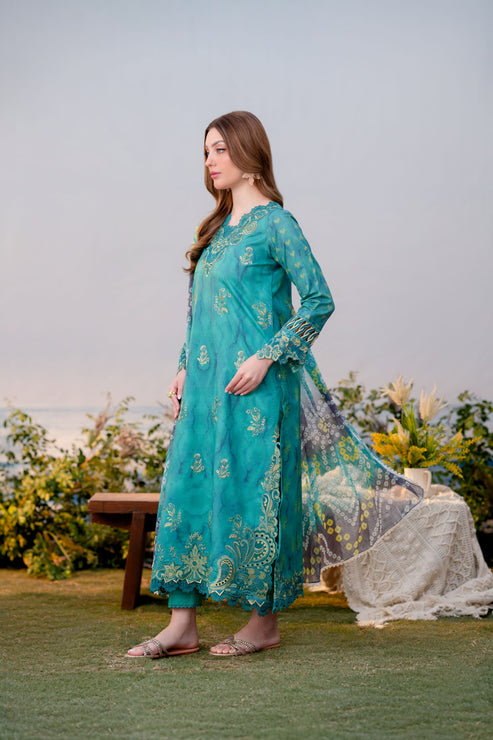 Aabyaan | Shezlin Chikankari Ramadan Edit 25 | ESLEM (AR-11) M Teal Lawn