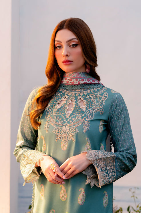 Aabyaan | Shezlin Chikankari Ramadan Edit 25 | SIBEL (AR-08) L Teal Lawn