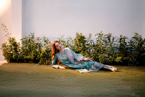 Aabyaan | Shezlin Chikankari Ramadan Edit 25 | SIBEL (AR-08) XL Teal Lawn