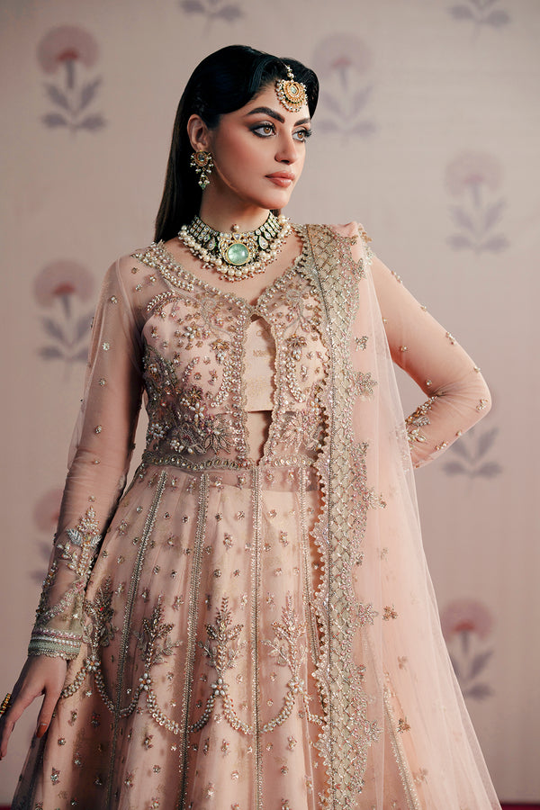 Zarposh | Maharani Wedding Collection | Dilara L Peach Net