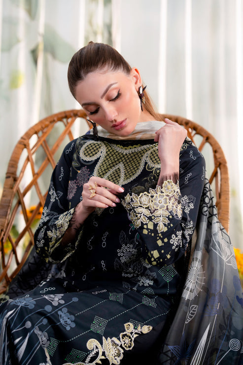 Aabyaan | Shezlin Chikankari Ramadan Edit 25 | NAZAN (AR-10) XL Navy Blue Lawn