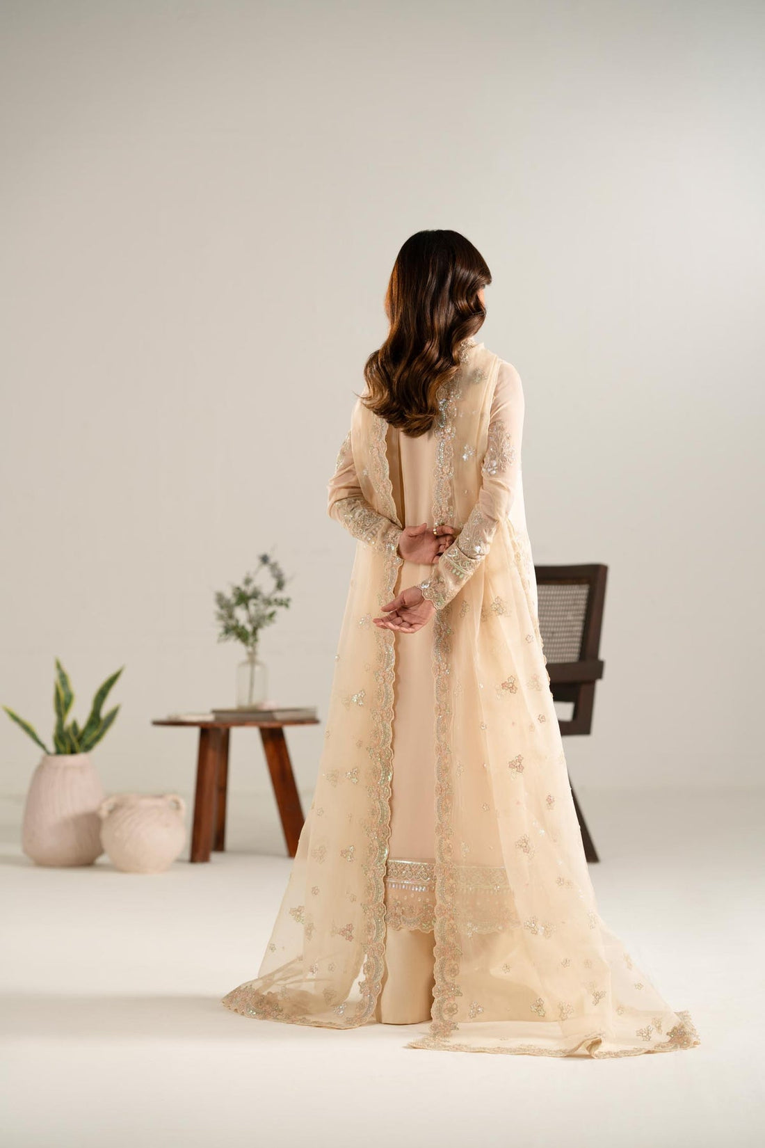 Akbar Aslam | Formal Pret | Zarlish XS Pale Peach Chiffon