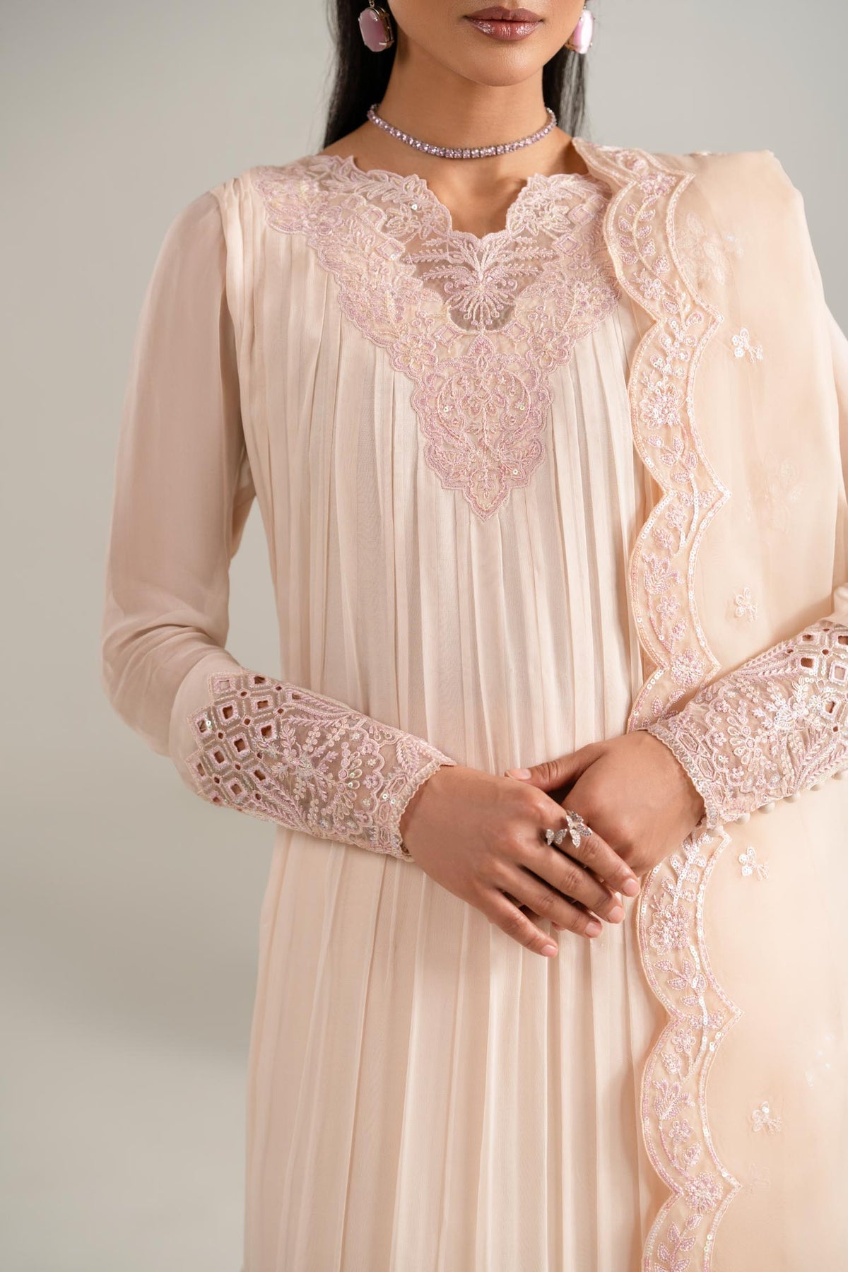 Akbar Aslam | Formal Pret | Nazneen L Light Skin Chiffon