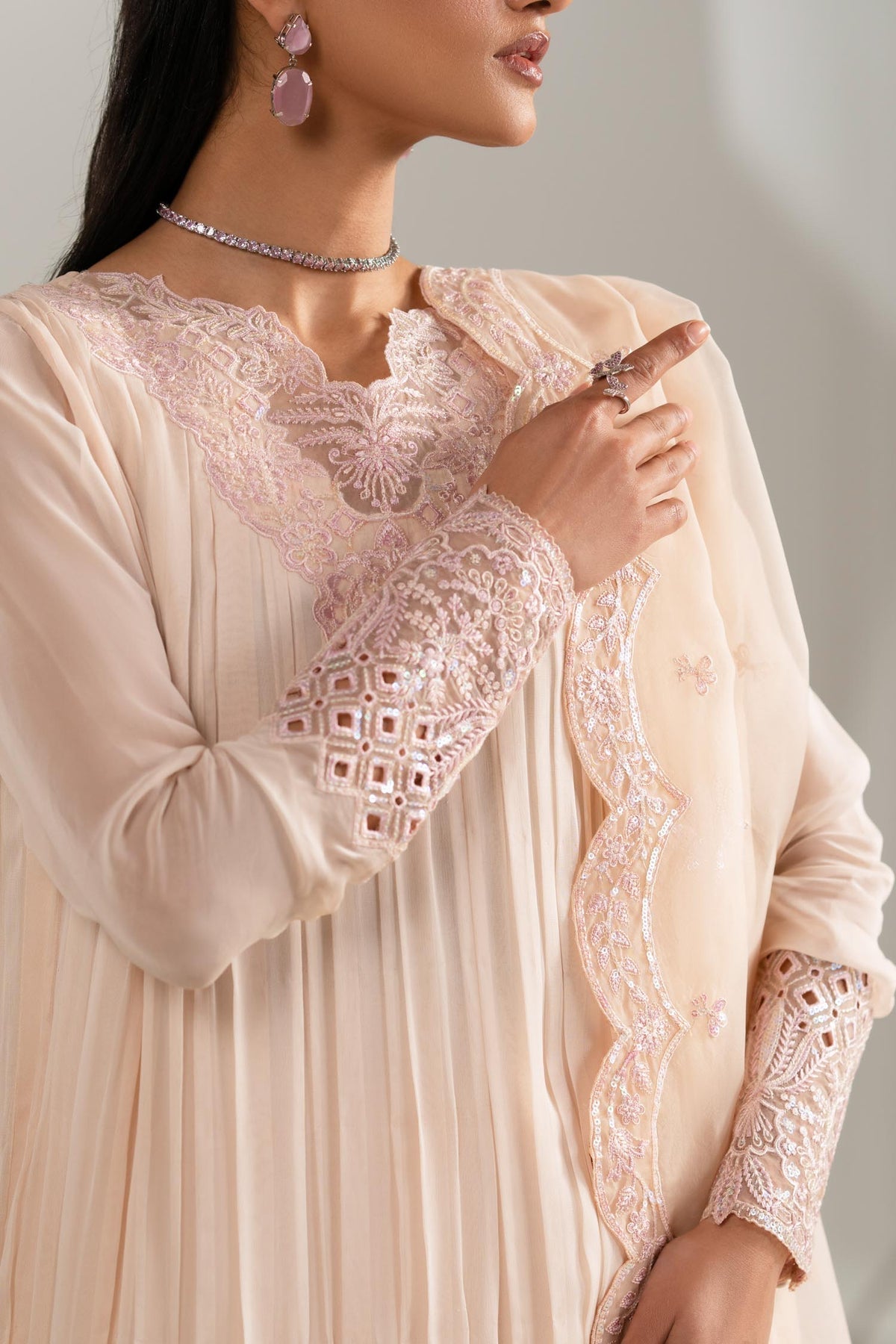 Akbar Aslam | Formal Pret | Nazneen M Light Skin Chiffon
