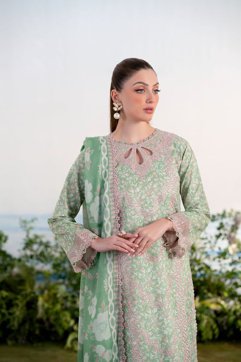 Aabyaan | Shezlin Chikankari Ramadan Edit 25 | EBRU (AR-16) M Mint Green Lawn