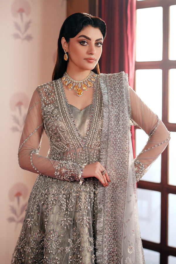 Zarposh | Maharani Wedding Collection | Shahana M Gray Net
