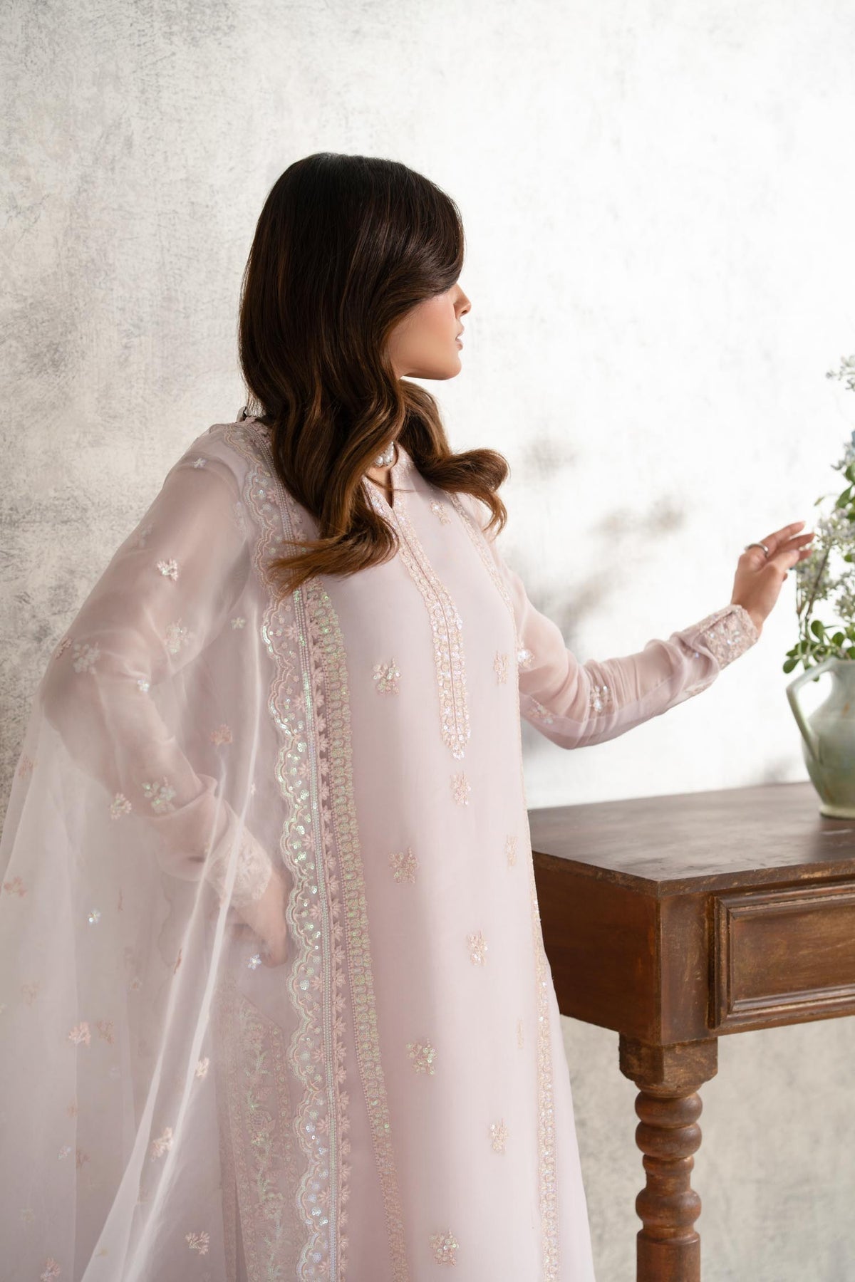 Akbar Aslam | Formal Pret | Sahar L Pale Pink Chiffon