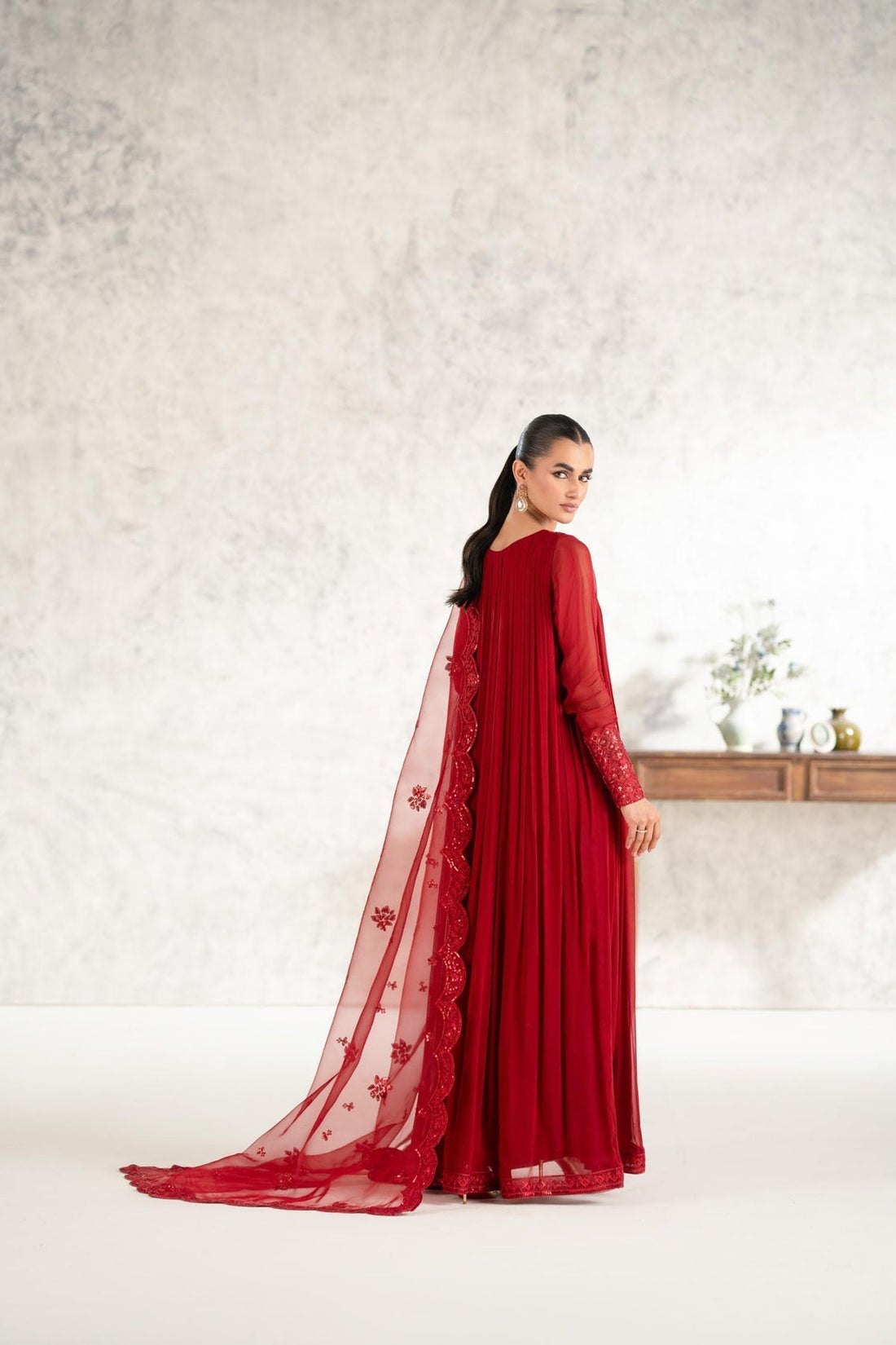 Akbar Aslam | Formal Pret | Nigar XS Red Chiffon