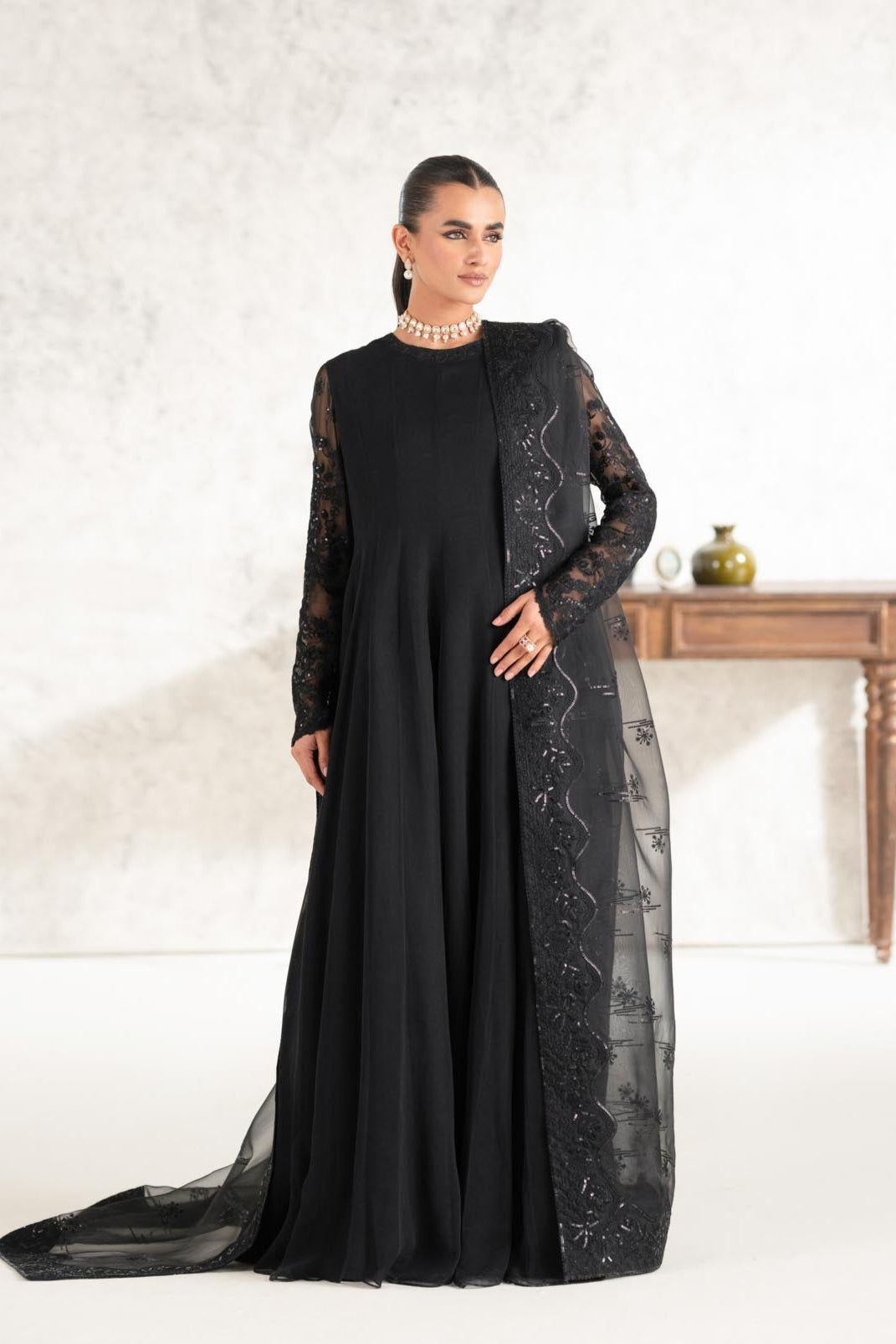 Akbar Aslam | Formal Pret | Islet XS Black Chiffon