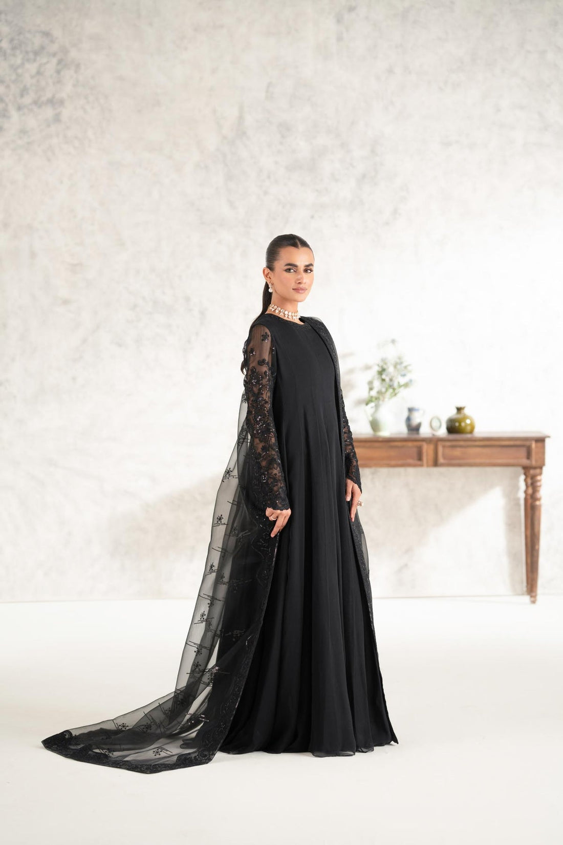 Akbar Aslam | Formal Pret | Islet XS Black Chiffon