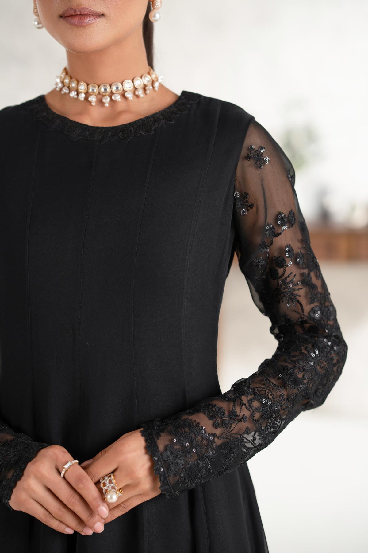 Akbar Aslam | Formal Pret | Islet L Black Chiffon