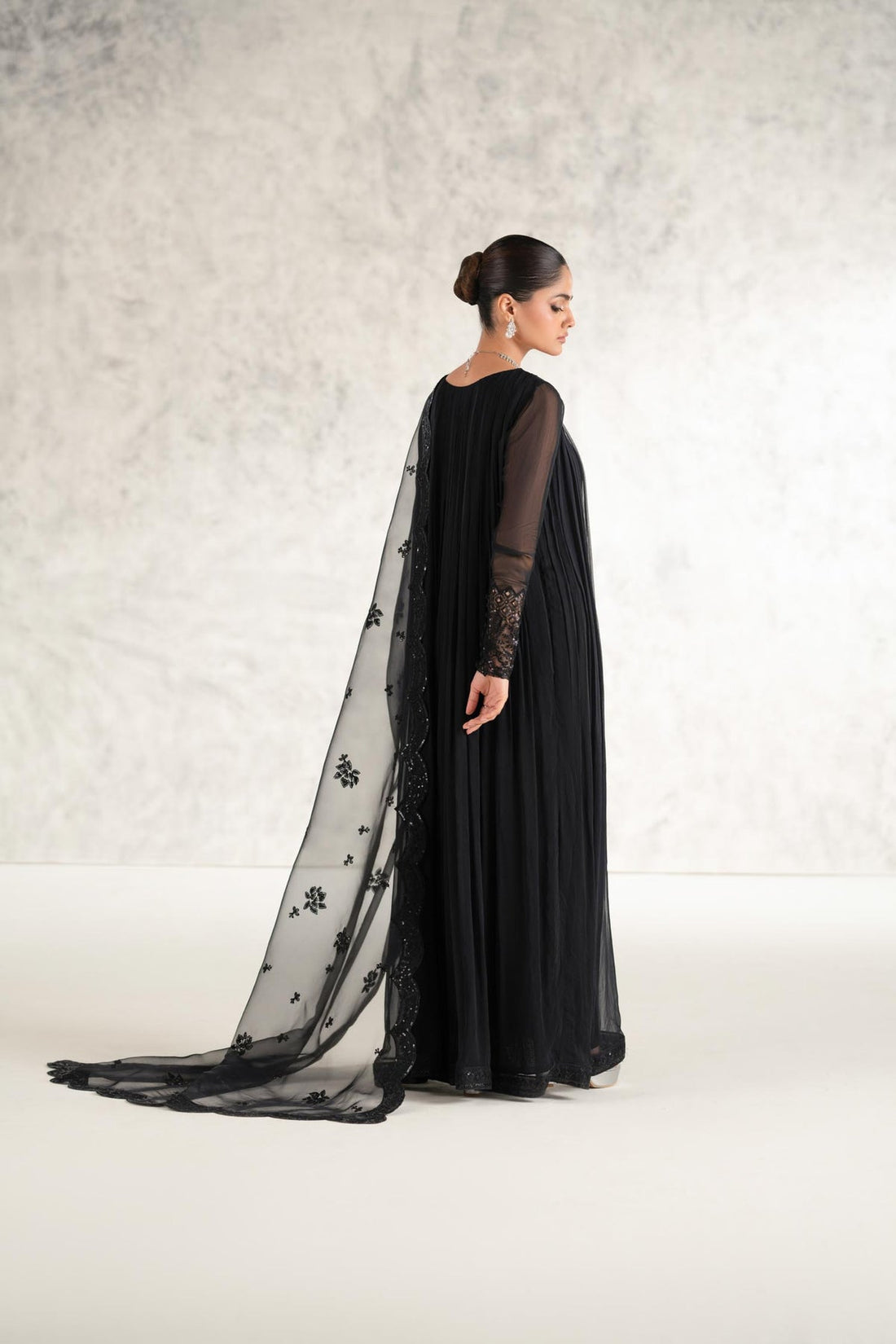 Akbar Aslam | Formal Pret | Mashal XS Black Chiffon