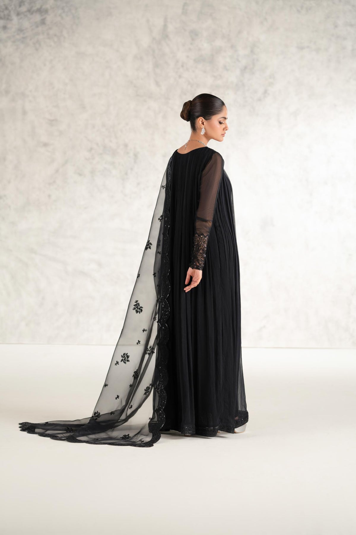 Akbar Aslam | Formal Pret | Mashal S Black Chiffon