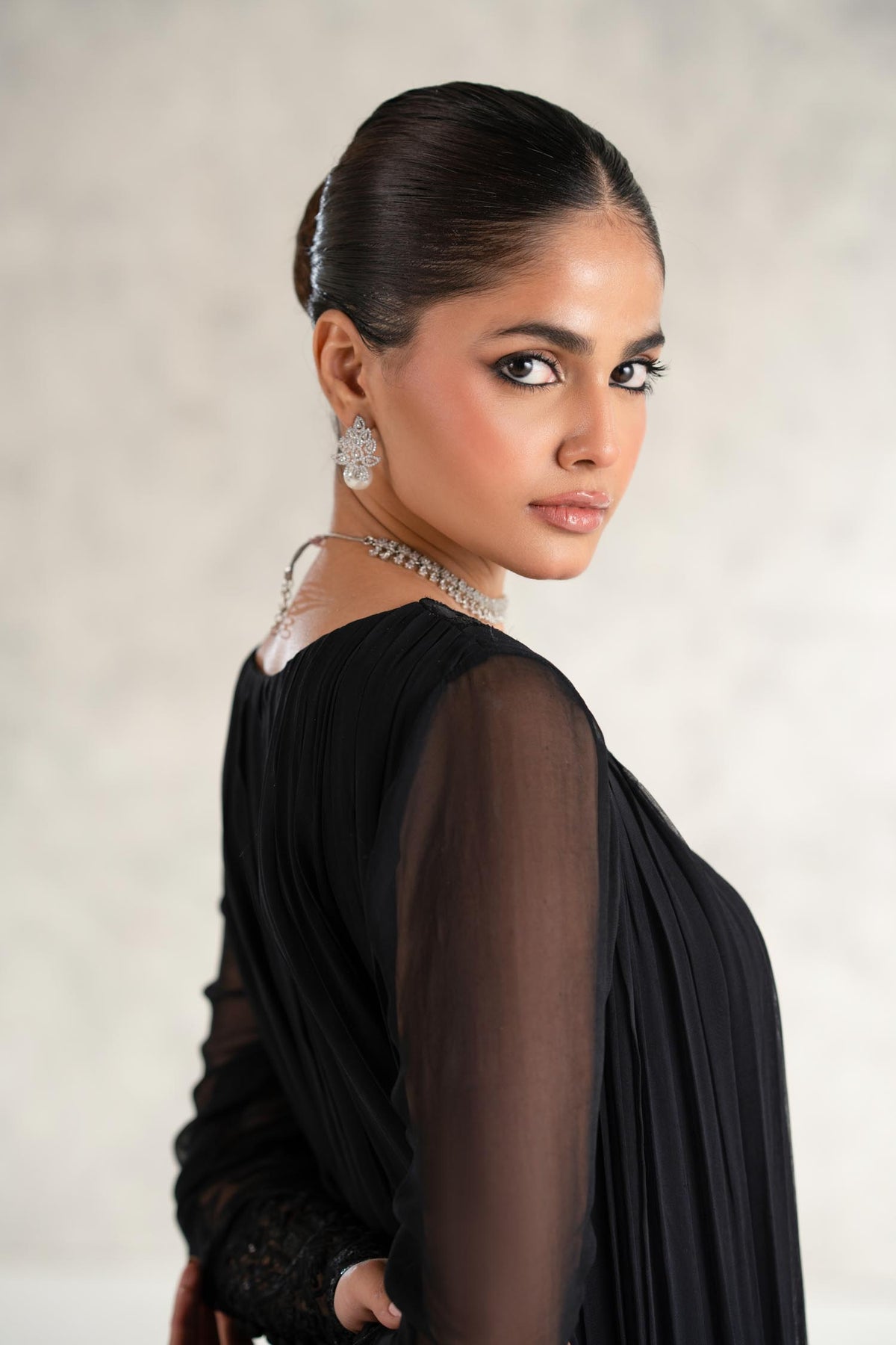 Akbar Aslam | Formal Pret | Mashal L Black Chiffon