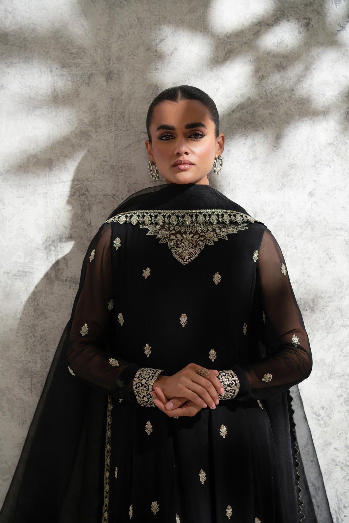 Akbar Aslam | Formal Pret | Shabnam L Black Chiffon