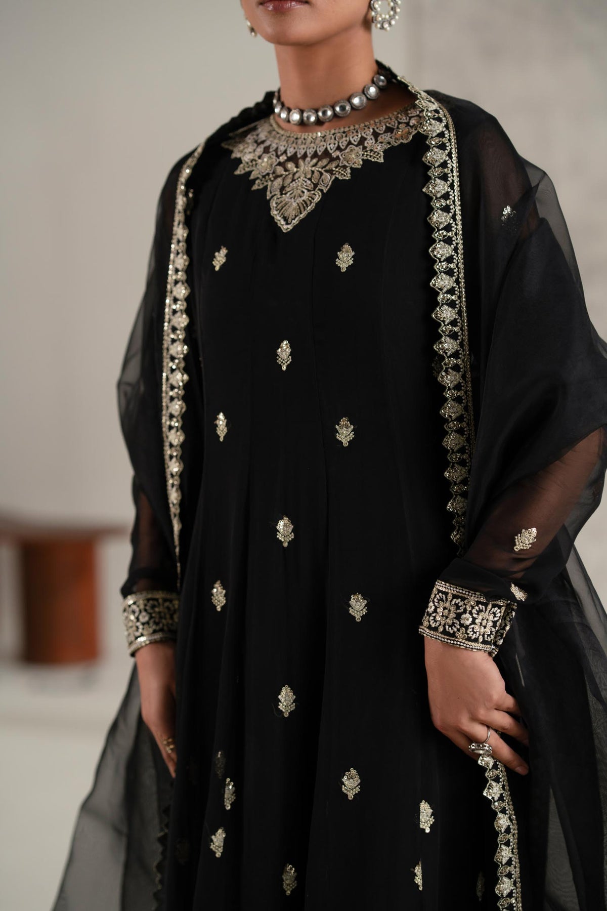 Akbar Aslam | Formal Pret | Shabnam M Black Chiffon