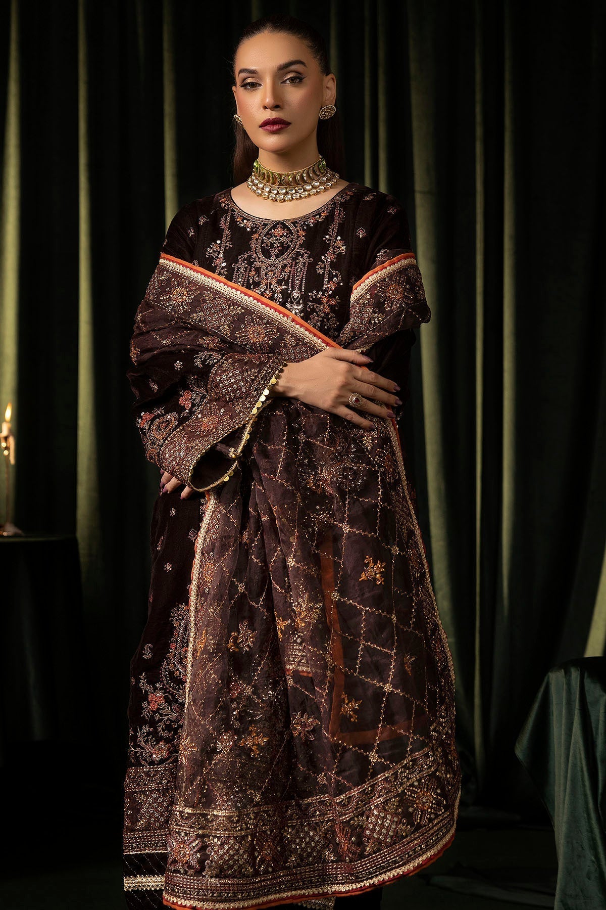 Motifz | Velvet Formals | 5091-AAHANA M Deep Chocolate Velvet