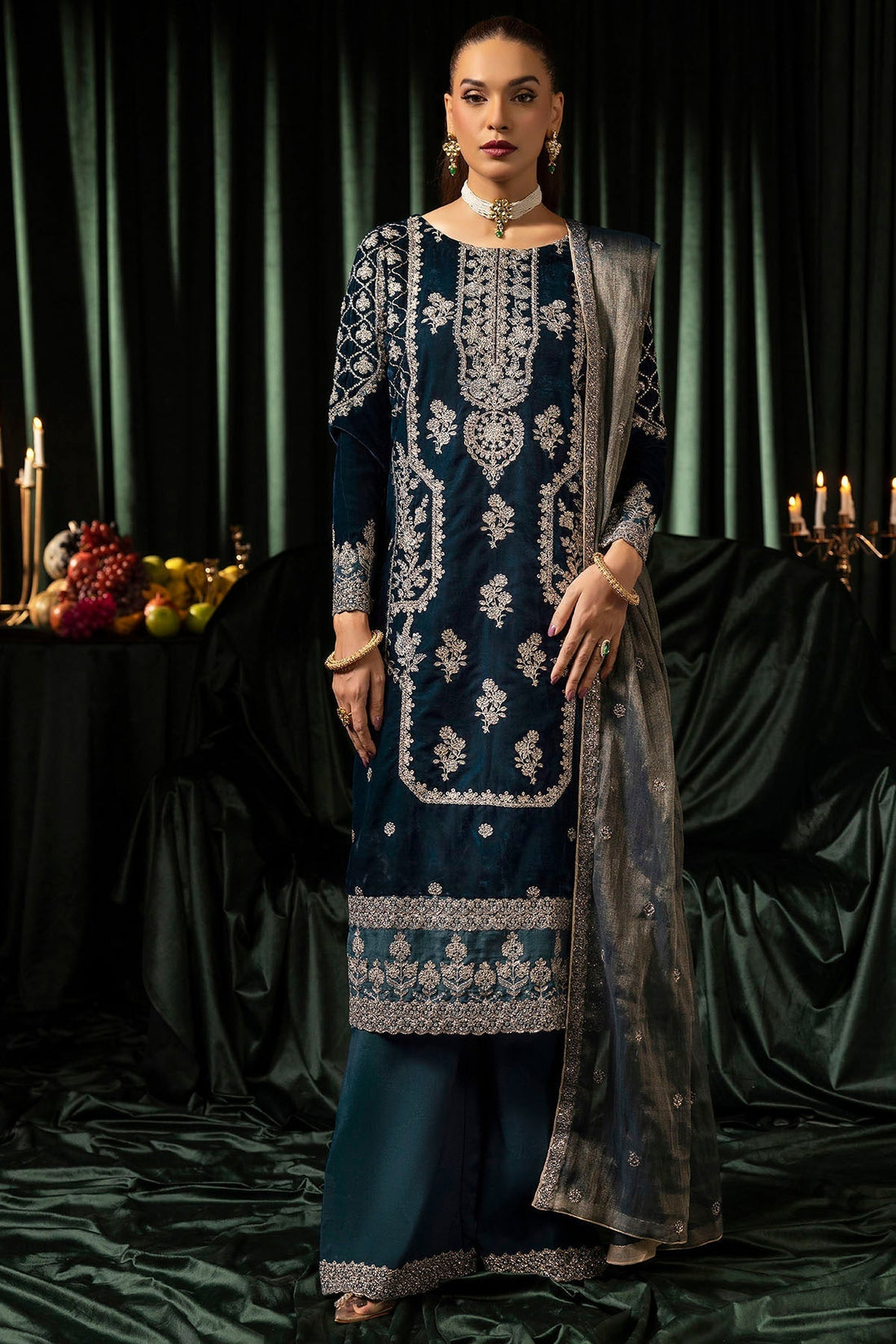 Motifz | Velvet Formals | 5093-DANEEN XS Teal Blue Velvet