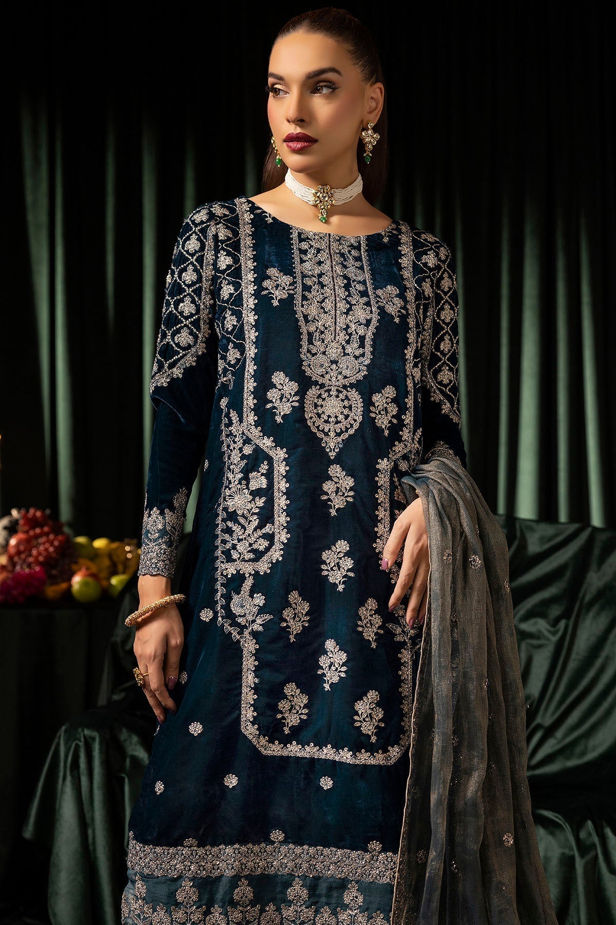 Motifz | Velvet Formals | 5093-DANEEN L Teal Blue Velvet