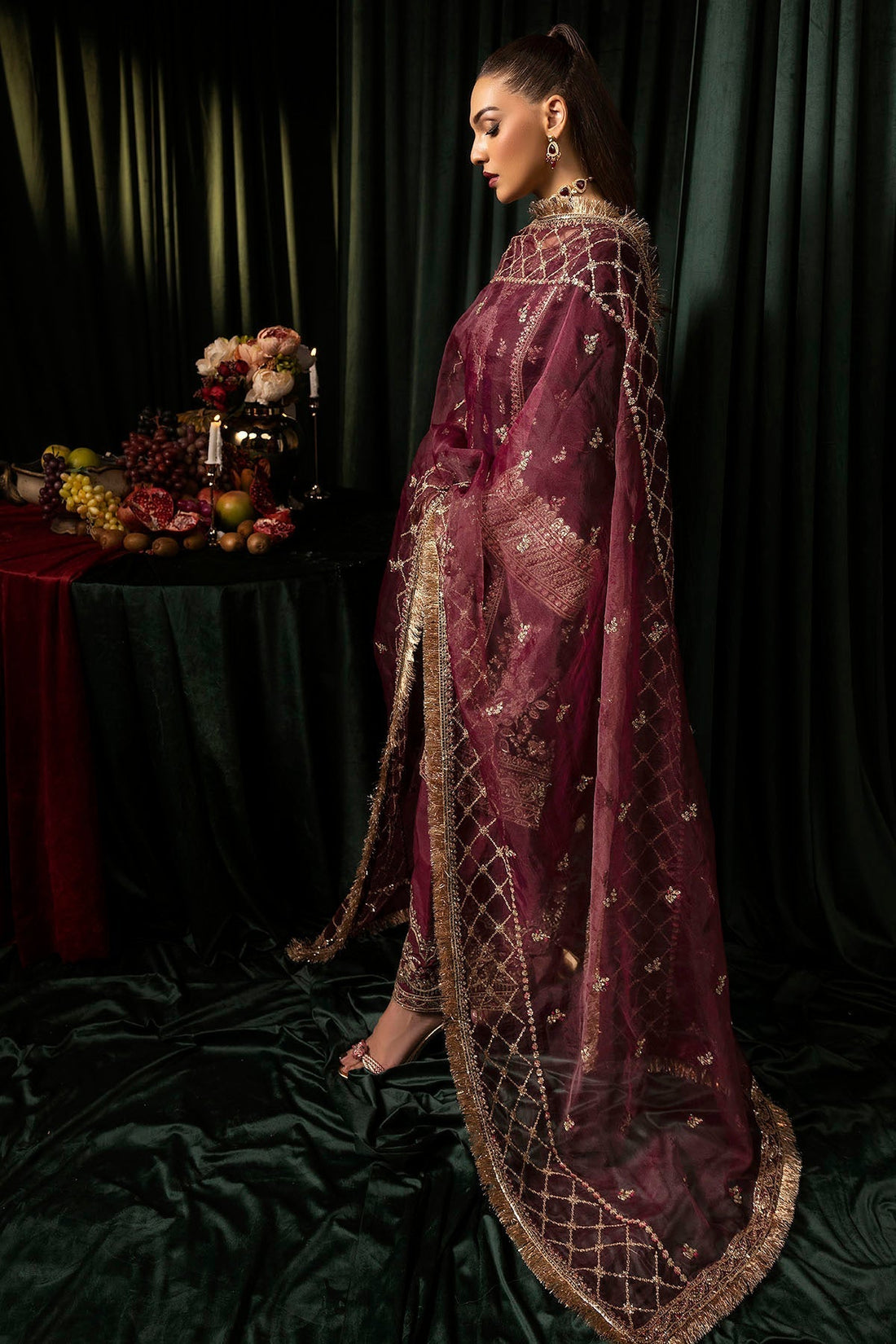 Motifz | Velvet Formals | 5095-MAZNEEN XS Wine Berry Velvet