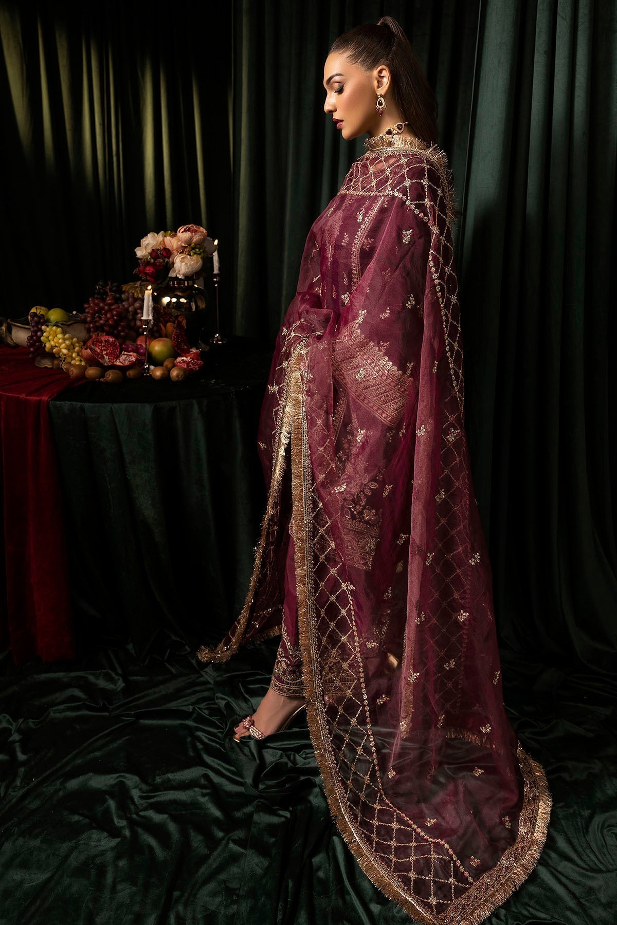 Motifz | Velvet Formals | 5095-MAZNEEN S Wine Berry Velvet