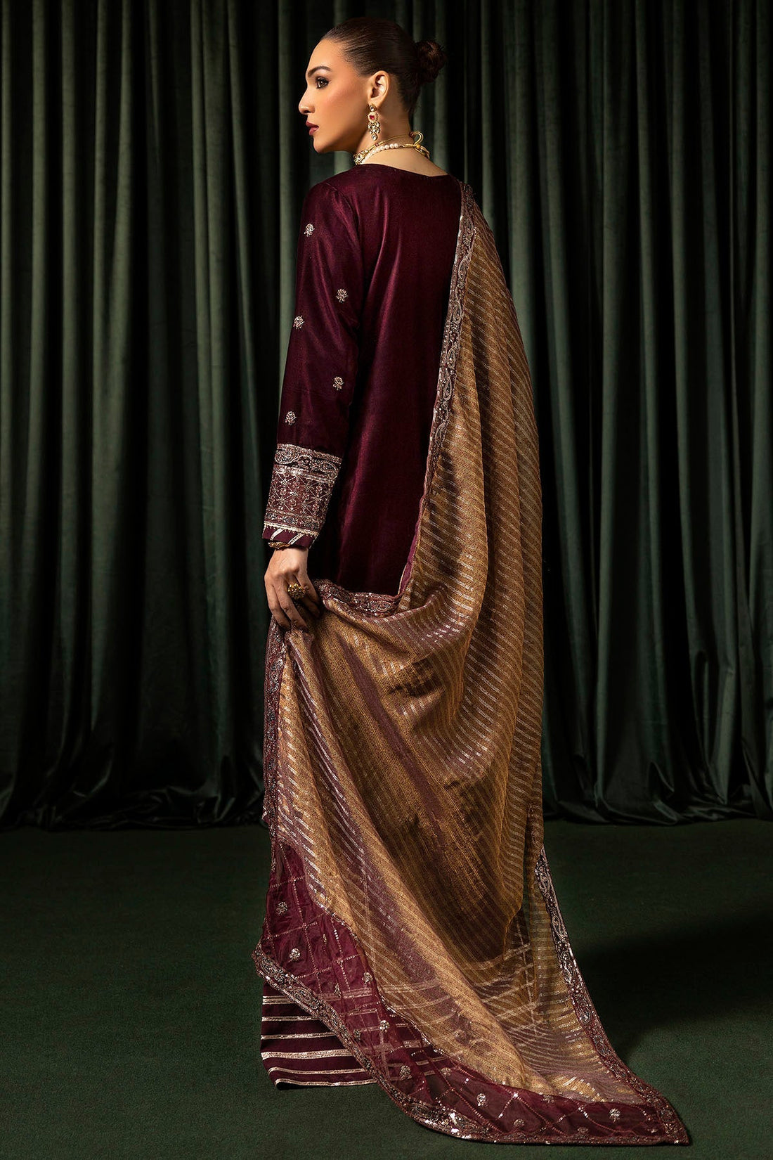 Motifz | Velvet Formals | 5096-DAISHA XS Dark Maroon Velvet