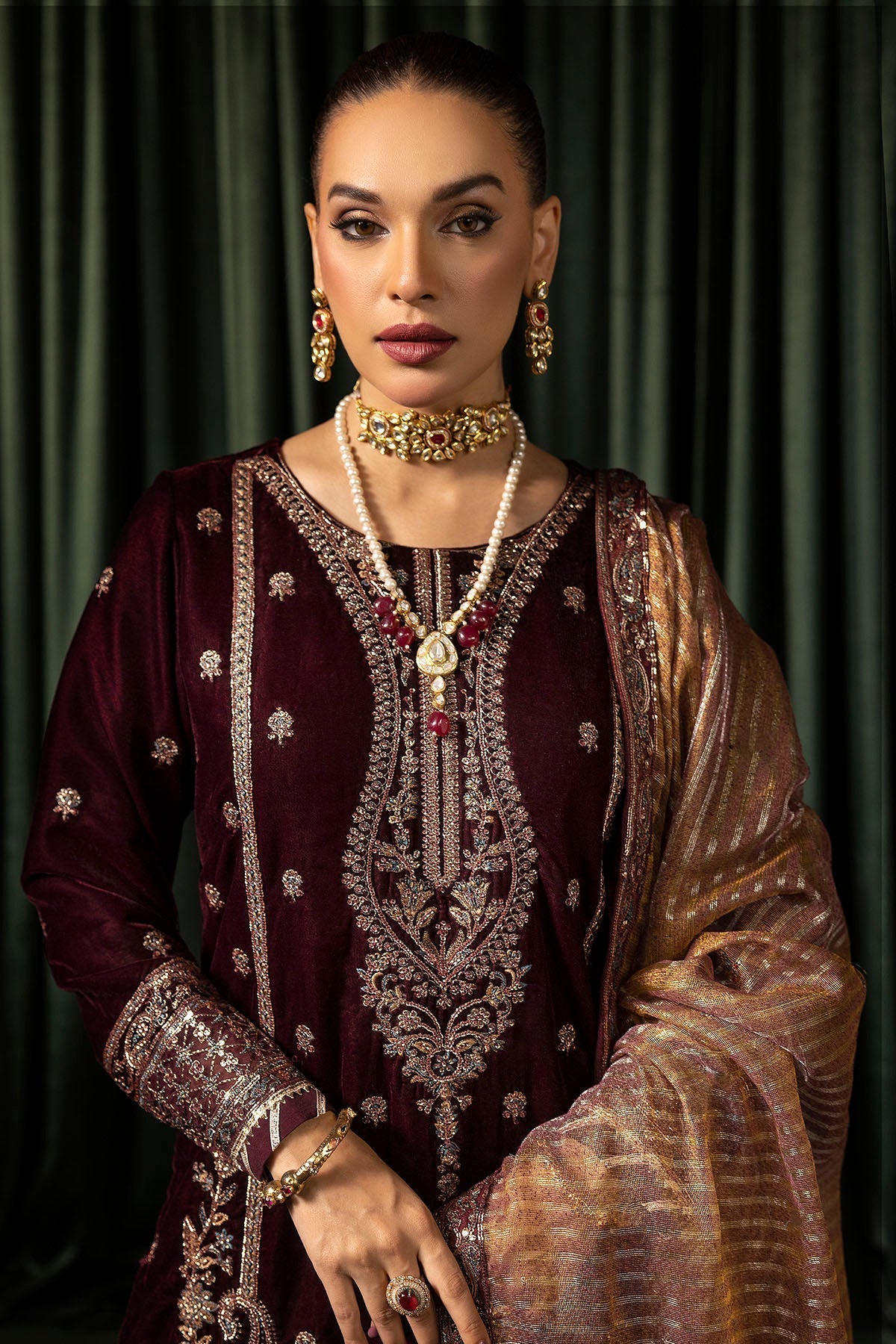 Motifz | Velvet Formals | 5096-DAISHA M Dark Maroon Velvet