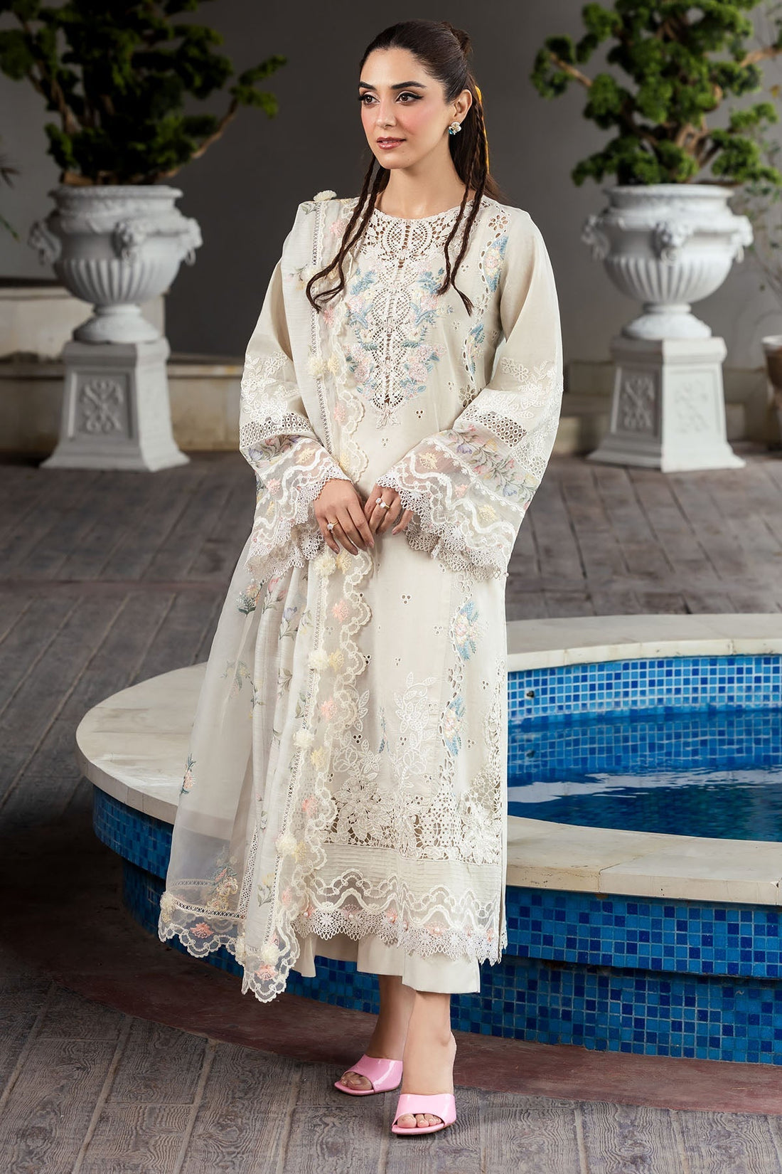 Motifz | Premium Lawn 25 | 5319-MARCELINE XS White Lawn