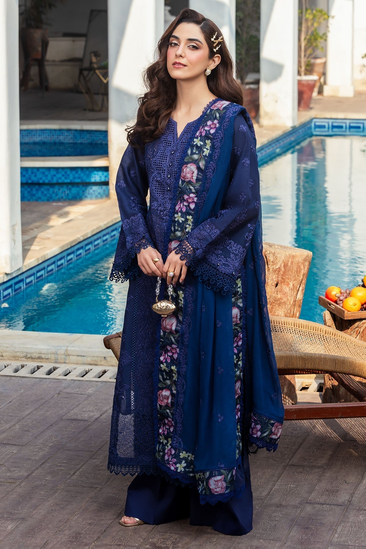 Motifz | Premium Lawn 25 | 5330-MAELYS XL Navy Blue Lawn