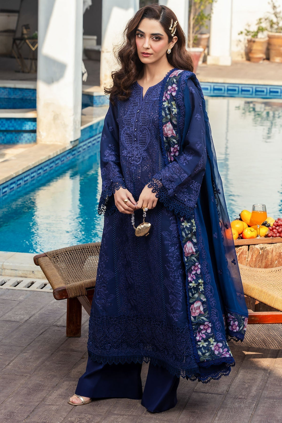 Motifz | Premium Lawn 25 | 5330-MAELYS XS Navy Blue Lawn